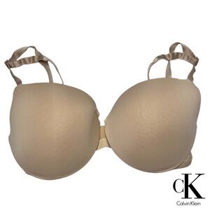 Calvin Klein Sculpted Lightly-Lined Convertible T-Shirt Demi Bra – Beige, 34D